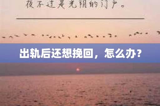 出轨后还想挽回，怎么办？