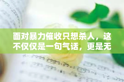 面对暴力催收只想杀人，这不仅仅是一句气话，更是无数借款人内心深处的恐惧。在这个看似光鲜亮丽的现代社会，暴力催收现象却如同毒瘤般蔓延，让人防不胜防。今天，我们就来聊聊这个沉重的话题，揭开暴力催收的冰山一角。