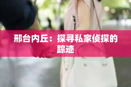 邢台内丘：探寻私家侦探的踪迹