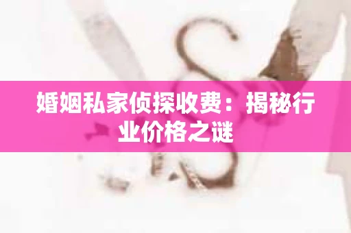 婚姻私家侦探收费：揭秘行业价格之谜